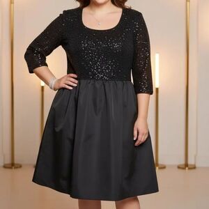 JS Boutique Elegant Sparkle Little Black Dress SZ 14